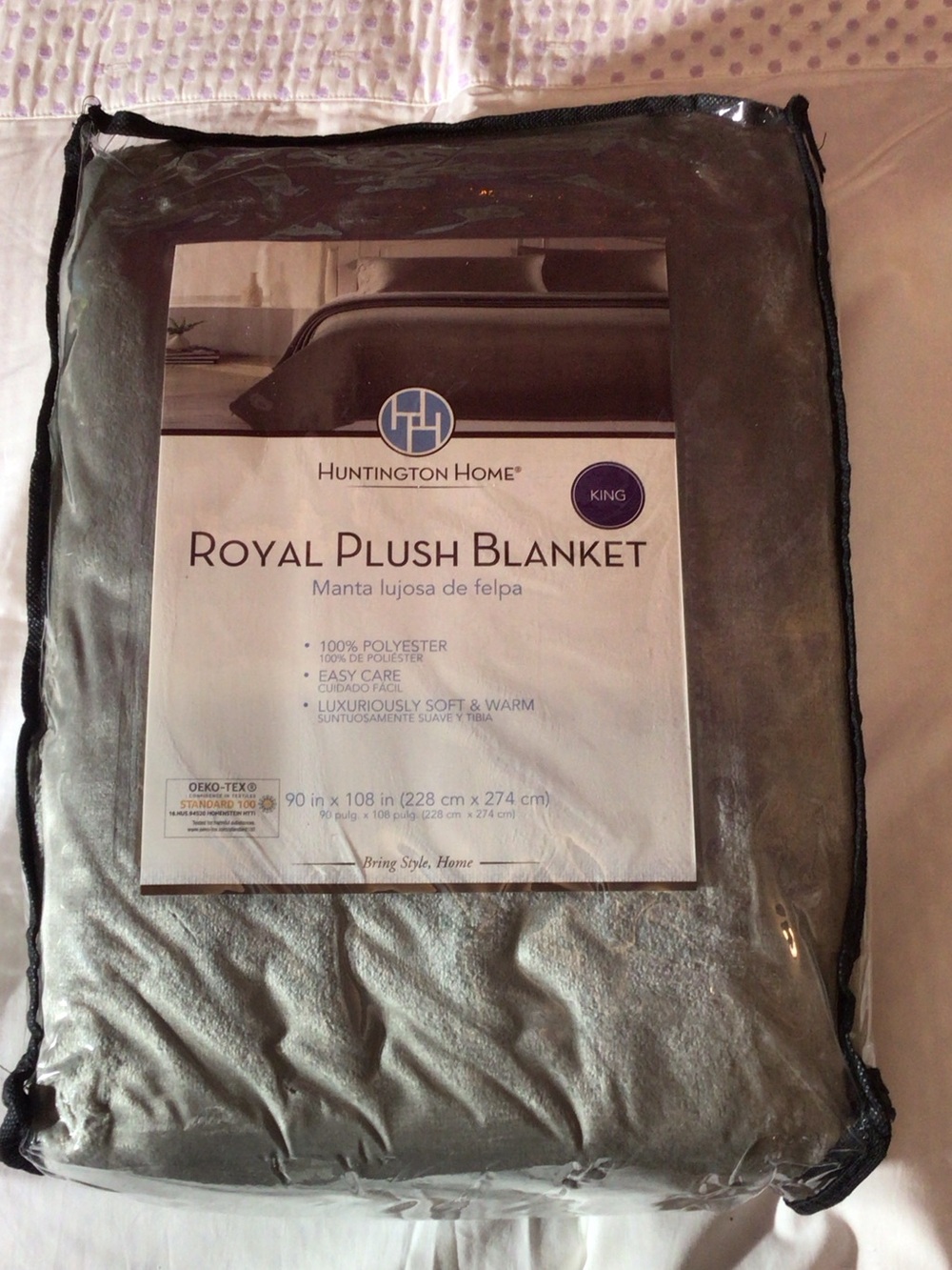 Huntington Home Grey Royal Plush Blanket